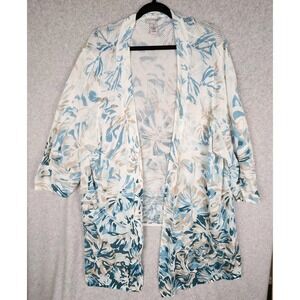 Catherines‎ Cardigan Womens Size 4X Open Front Mesh Cover up Tunic Tropical